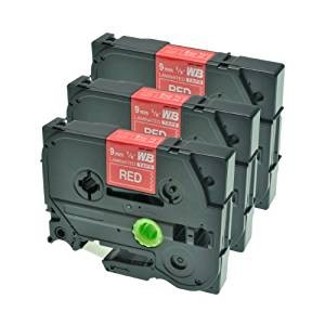 Komplet Brother TZe-425 / TZ-425 / PT / P-Touch 9mm zamjenske trake (3) - bijeli tekst / crvena traka