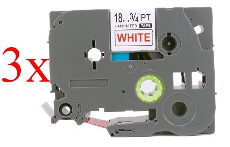Komplet Brother TZe-242 / TZ-242 / PT / P-Touch 18mm zamjenske trake (3) - crveni ispis / bijela traka