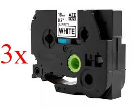 Komplet Brother TZe-SE4 / TZ-SE4 / PT / P-Touch 18mm, varnostni (security), zamjenske trake (3) - crni ispis / bijela traka
