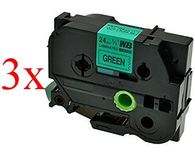 Komplet Brother TZe-751 / TZ-751 / PT / P-Touch 24mm zamjenske trake (3) - crni ispis / zelena traka