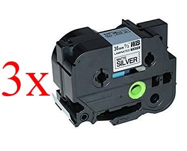 Komplet Brother TZe-M961 / TZ-M961 / PT / P-Touch 36mm zamjenske trake (3) - crni ispis / mat srebrna traka