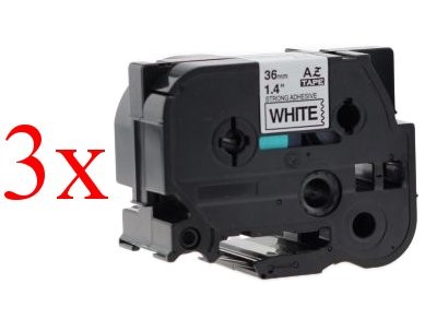 Komplet Brother TZe-S261 / TZ-S261 / PT / P-Touch 36mm, jako ljepilo (strong adhesive), zamjenske trake (3) - crni ispis / bijela traka