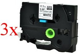 Komplet Brother HSe-241 / HS-241 / PT / P-Touch 17,7mm, termoskupljajuća cijev (heat shrink tube), zamjenske trake (cijevi) (3) - crni ispis / bijela traka (cijev)