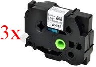 Komplet Brother HSe-251 / HS-251 / PT / P-Touch 23,6mm, termoskupljajuća cijev (heat shrink tube), zamjenske trake (cijevi) (3) - crni ispis / bijela traka (cijev)
