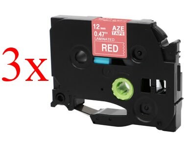 Komplet Brother TZe-435 / TZ-435 / PT / P-Touch 12mm zamjenske trake (3) - bijeli tekst / crvena traka