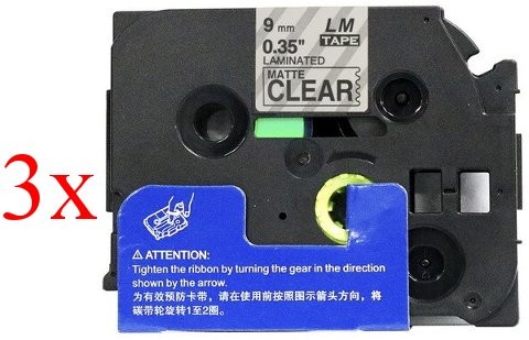 Komplet Brother TZe-M21 / TZ-M21 / PT / P-Touch 9mm zamjenske trake (3) - crni ispis / mat prozirna traka