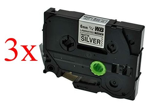 Komplet Brother TZe-M911 / TZ-M911 / PT / P-Touch 6mm zamjenske trake (3) - crni ispis / mat srebrna traka
