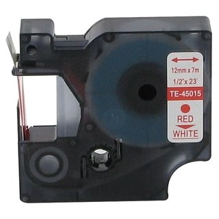 Zamjenska traka zaDymo D1 45015 / LabelManager / LabelPoint / LabelWriter / Rhino / MobileLabeler 12mm (1/2") x 7m - crveni ispis / bijela traka