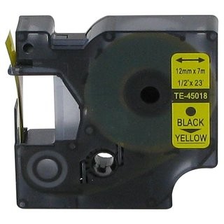 Zamjenska traka zaDymo D1 45018 / LabelManager / LabelPoint / LabelWriter / Rhino / MobileLabeler 12mm (1/2") x 7m - crni ispis / žuta traka