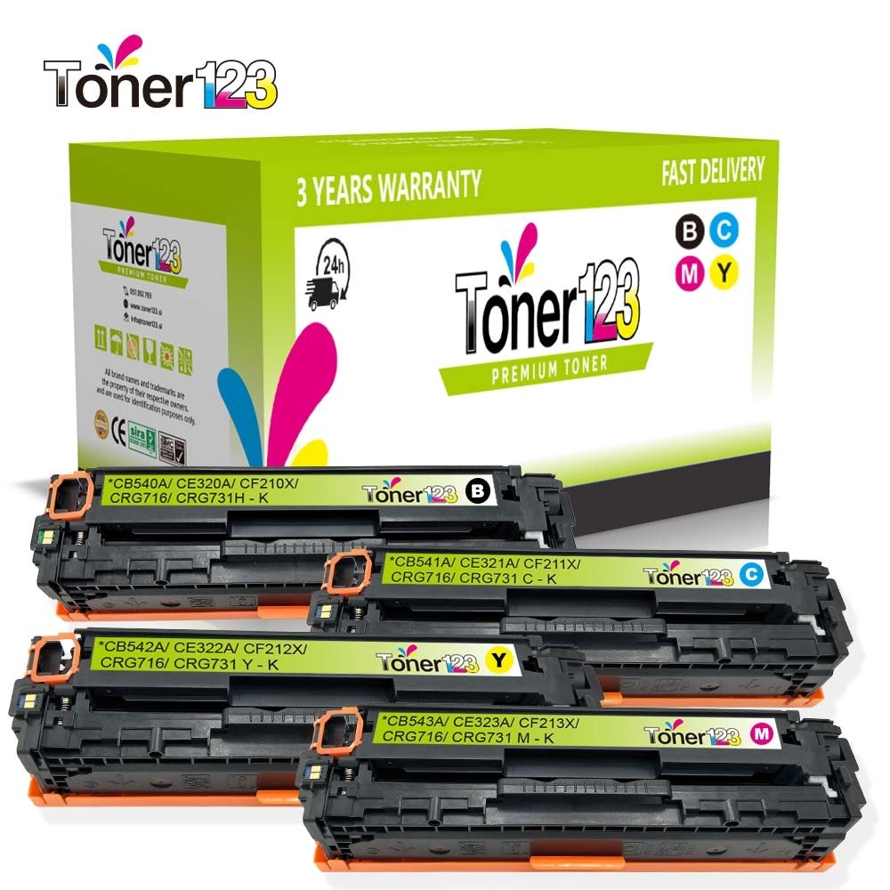 Komplet HP 125A / CB540A + CB541A + CB542A + CB543A / Laserjet CM1312, CP1215, CP1217, CP1515, CP1518 zamjenski toneri (4) - crna, cijan, magenta, žuta