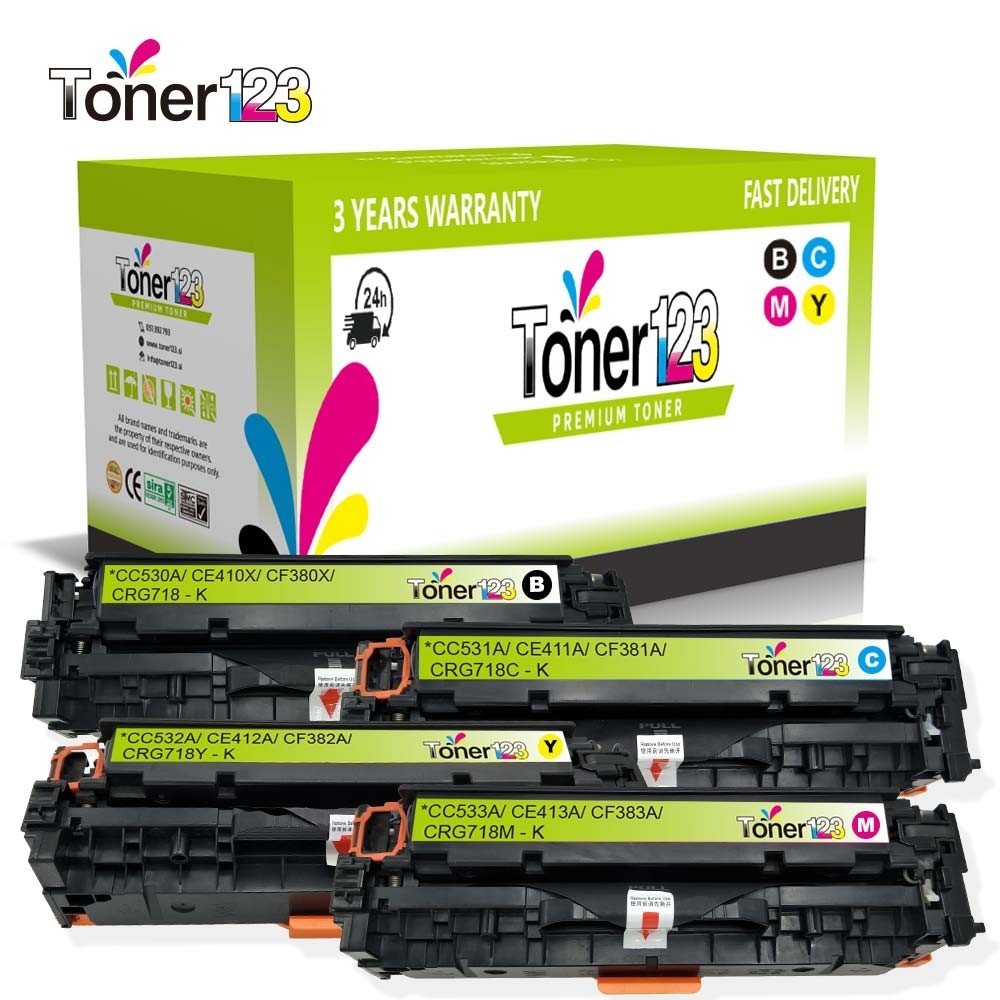 Komplet HP 305X + HP 305A (C,M,Y) / CE410X + CE411A + CE412A + CE413A / Laserjet M375, M451, M471, M475 zamjenski toneri (4) - crna, cijan, magenta, žuta