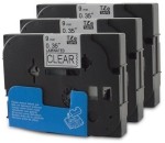 Komplet Brother TZe-121 / TZ-121 / PT / P-Touch 9mm zamjenske trake (3) - crni ispis / prozirna traka