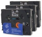 Komplet Brother TZe-325 / TZ-325 / PT / P-Touch 9mm zamjenske trake (3) - bijeli tekst / crna traka