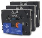 Komplet Brother TZe-335 / TZ-335 / PT / P-Touch 12mm zamjenske trake (3) - bijeli tekst / crna traka
