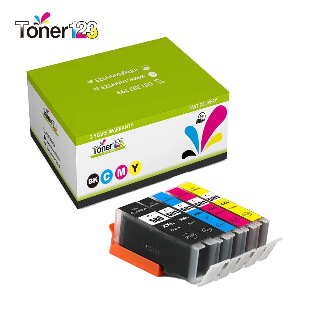 Komplet Canon PGI-580PGBK + 4× CLI-581 (BK,C,M,Y) / Pixma TR7550, TR8550, TS6150, TS6151, TS6350, TS6351, TS8150, TS8151, TS8152, TS8350, TS9150, TS9155, TS9550, TS9551 zamjenske XXL tinte (5) - PGBK XXL, BK XXL, C XXL, M XXL, Y XXL