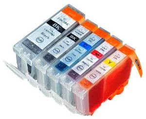 Komplet Canon BCI-3EBK + 4× BCI-6 (BK,C,M,Y) / BCI3 + BCI6 zamjenske tinte (5) - crna, crna, cijan, magenta, žuta