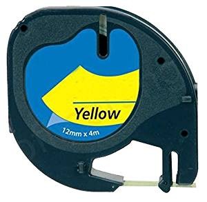 Zamjenska LT traka za Dymo 91202 / S0721620 / Letratag LT-100H, LT-100T, LT-110T, QX 50, XR, XM, 2000 12mm x 4m (1/2" x 13") - crni ispis / žuta traka