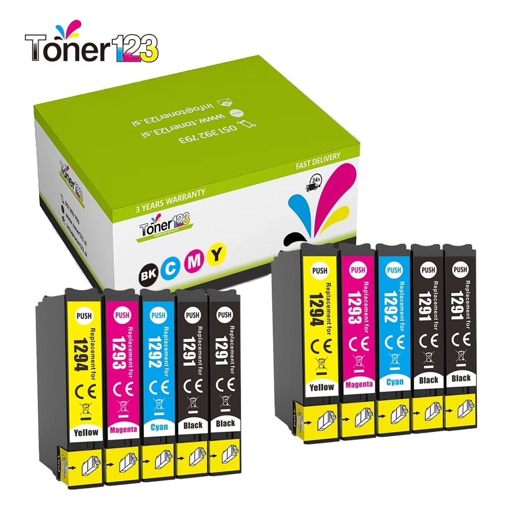 Komplet Epson  T1291 +T1292 + T1293 + T1294 zamjenske tinte (10) - 4× crna, 2× cijan, 2× magenta, 2× žuta 