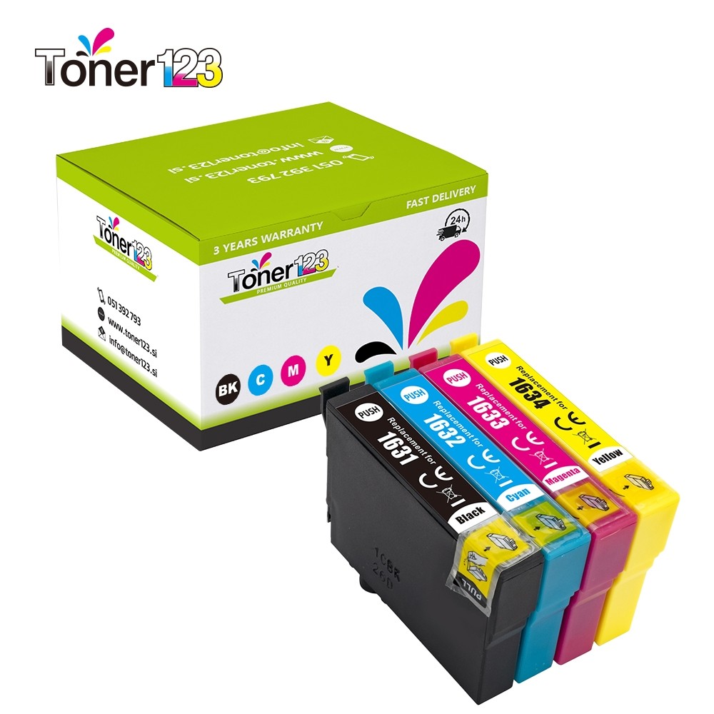 Komplet Epson 16XL / C13T16364010 / Workforce WF 2010, 2510, 2520, 2530, 2540, 2630, 2650, 2660, 2750, 2760 zamjenske tinte (4) - crna, cijan, magenta, žuta