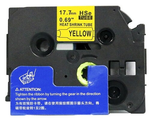 Zamjenska traka (cijev) za Brother HSe-641 / HS-641 / PT / P-Touch 17,7mm, termoskupljajuća cijev (heat shrink tube) - crni ispis / žuta traka (cijev)