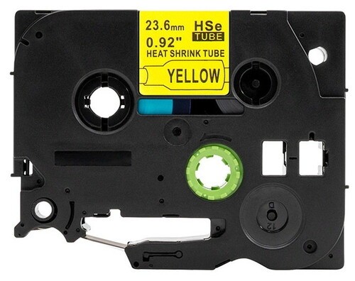 Zamjenska traka (cijev) za Brother HSe-651 / HS-651 / PT / P-Touch 23,6mm, termoskupljajuća cijev (heat shrink tube) - crni ispis / žuta traka (cijev)