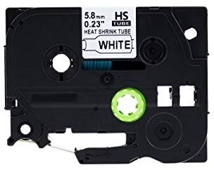 Zamjenska traka (cijev) za Brother HSe-211 / HS-211 / PT / P-Touch 5,8mm, termoskupljajuća cijev (heat shrink tube) - crni ispis / bijela traka (cijev)