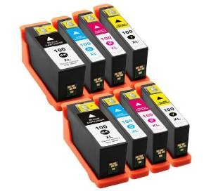 Komplet Lexmark 8 × 100XL zamjenske tinte (8) - 2× crna, 2× cijan, 2× magenta, 2× žuta