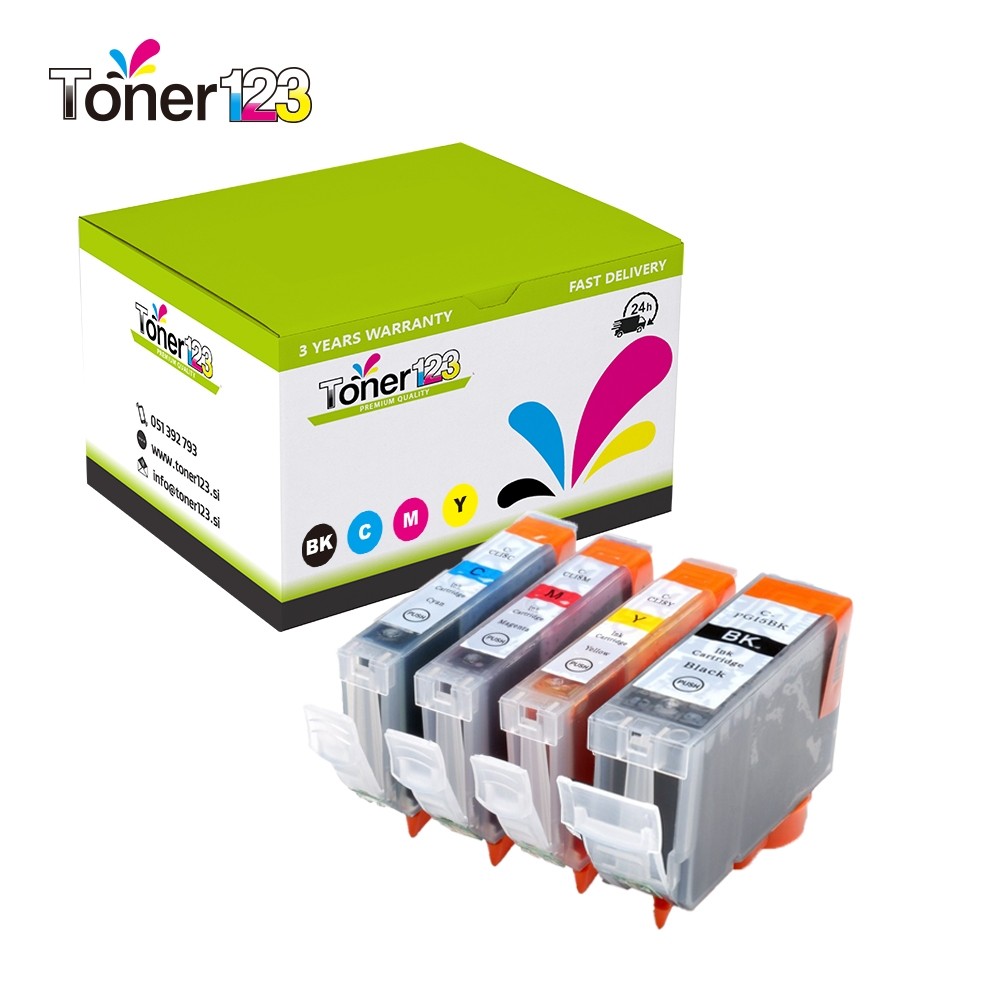 Komplet Canon PGI-5BK + 3×CLI-8 (C,M,Y) zamjenske tinte (4) - crna, cijan, magenta, žuta