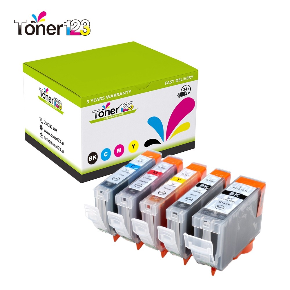 Komplet Canon PGI-5BK + 4× CLI-8 (BK,C,M,Y) / PGI5 + CLI8 zamjenske tinte (5) - crna, crna, cijan, magenta, žuta