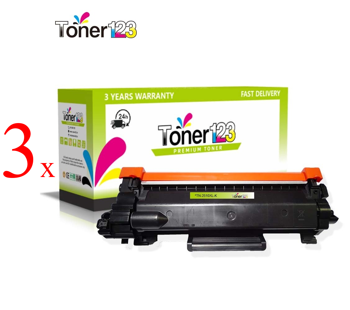 Komplet Brother TN-2510 XL / DCP - L2620, L2627, L2660, L2665 / HL - L2400, L2445, L2447 / MFC - L2800, L2827, L2860 zamjenski toneri (3) - 3 × crna XL (Kartuše)