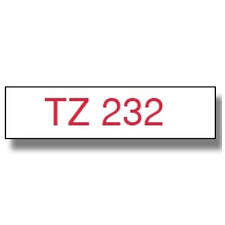 Brother TZe-232 / TZ-232 traka 12mm - crveni ispis / bijela traka (original)