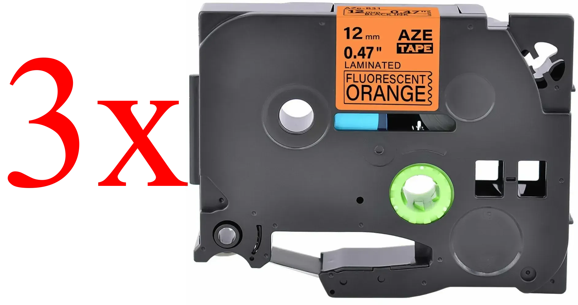 Komplet Brother TZe-B31 / TZ-B31 / PT / P-Touch 12mm zamjenske trake (3) - crni ispis / narančasta traka