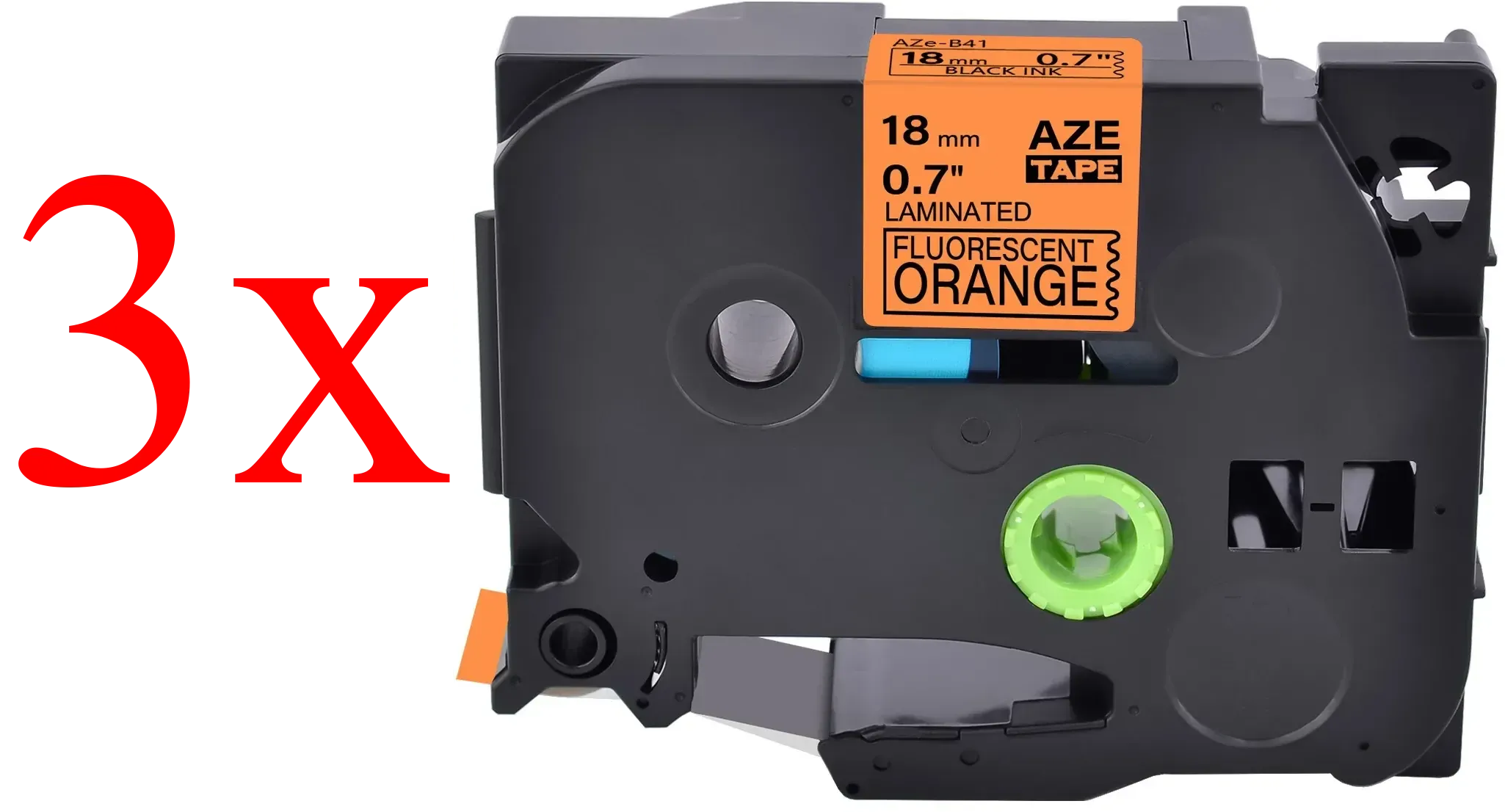 Komplet Brother TZe-B41 / TZ-B41 / PT / P-Touch 18mm zamjenske trake (3) - crni ispis / narančasta traka
