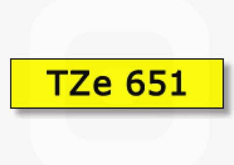 Brother TZe-651 / TZ-651 traka 24mm - crni ispis / žuta traka (original)