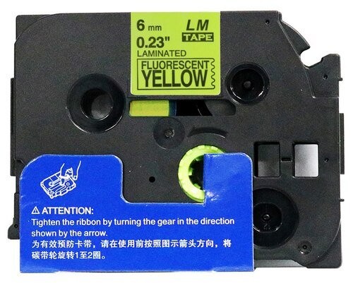Zamjenska traka za Brother TZe-C11 / TZ-C11 / PT / P-Touch 6mm - crni ispis / fluorescentno žuta traka