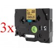 Komplet Brother TZe-821 / TZ-821 / PT / P-Touch 9mm zamjenske trake (3) - crni ispis / zlatna traka