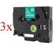 Komplet Brother TZe-725 / TZ-725 / PT / P-Touch 9mm zamjenske trake (3) - bijeli tekst / zelena traka