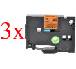 Komplet Brother TZe-B31 / TZ-B31 / PT / P-Touch 12mm zamjenske trake (3) - crni ispis / narančasta traka