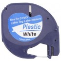 Zamjenska LT traka za Dymo 91201 / S0721610 / Letratag LT-100H, LT-100T, LT-110T, QX 50, XR, XM, 2000, 12mm x 4m (1/2" x 13") - crni ispis / bijela traka