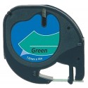 Zamjenska LT traka za Dymo 91204 / S0721640 / Letratag LT-100H, LT-100T, LT-110T, QX 50, XR, XM, 2000 12mm x 4m (1/2" x 13") - crni ispis / zelena traka