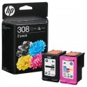 Komplet HP 308 / 6L6S6UE / Envy 6110e, 6120e, 6122e, 6130e, 6132e, 6520e, 6530e, 6532e - crna, boja (original)