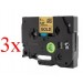 Komplet Brother TZe-821 / TZ-821 / PT / P-Touch 9mm zamjenske trake (3) - crni ispis / zlatna traka