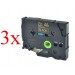 Komplet Brother TZe-334 / TZ-334 / PT / P-Touch 12mm zamjenske trake (3) - zlatni ispis / crna traka