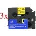 Komplet Brother HSe-631 / HS-631 / PT / P-Touch 11,7mm, termoskupljajuća cijev (heat shrink tube), zamjenske trake (cijevi) (3) - crni ispis / žuta traka (cijev)