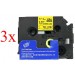 Komplet Brother HSe-641 / HS-641 / PT / P-Touch 17,7mm, termoskupljajuća cijev (heat shrink tube), zamjenske trake (cijevi) (3) - crni ispis / žuta traka (cijev)