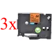 Komplet Brother TZe-B31 / TZ-B31 / PT / P-Touch 12mm zamjenske trake (3) - crni ispis / narančasta traka